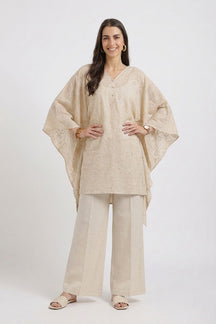 Pearl-Button Embroidered Poncho