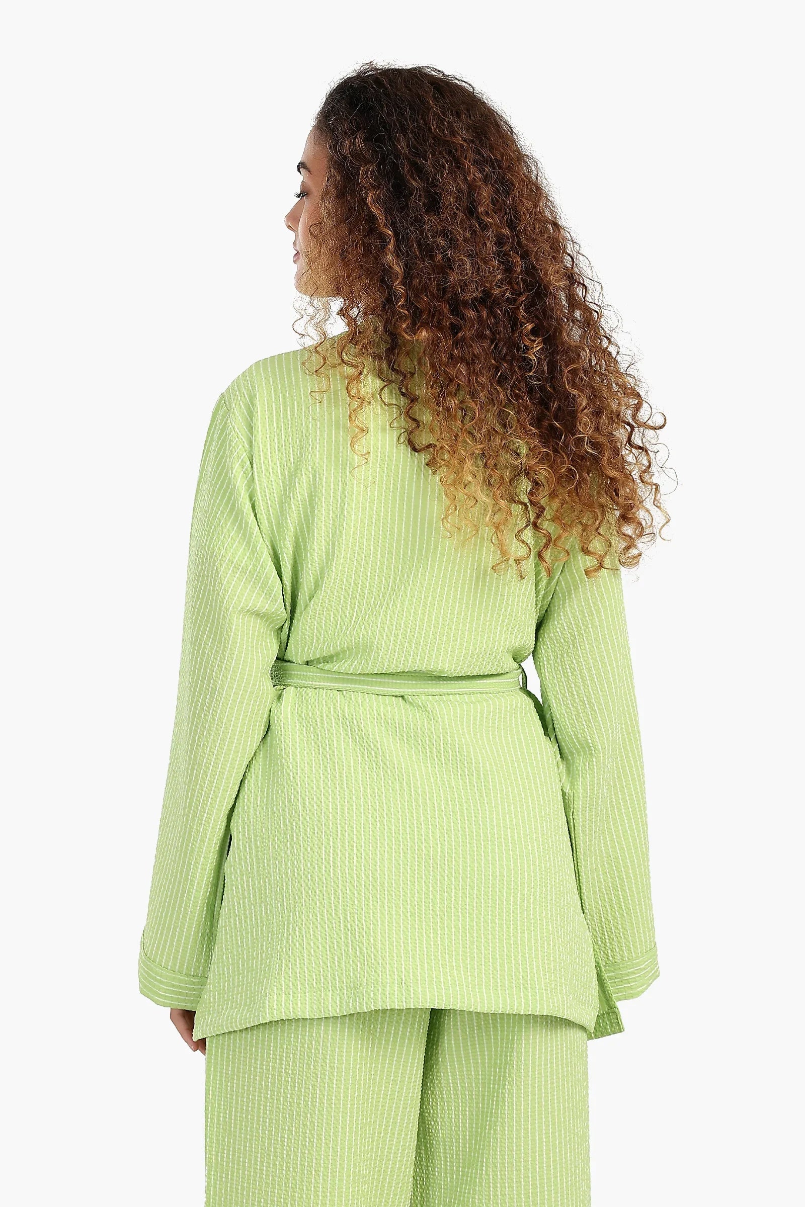 Striped Open Neckline Cardigan