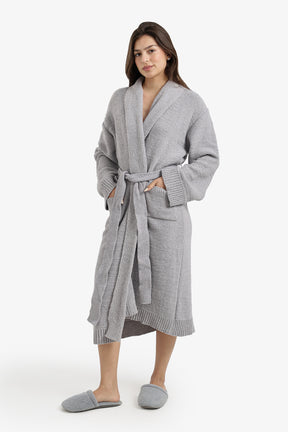 Shawl-Collar Midi Robe