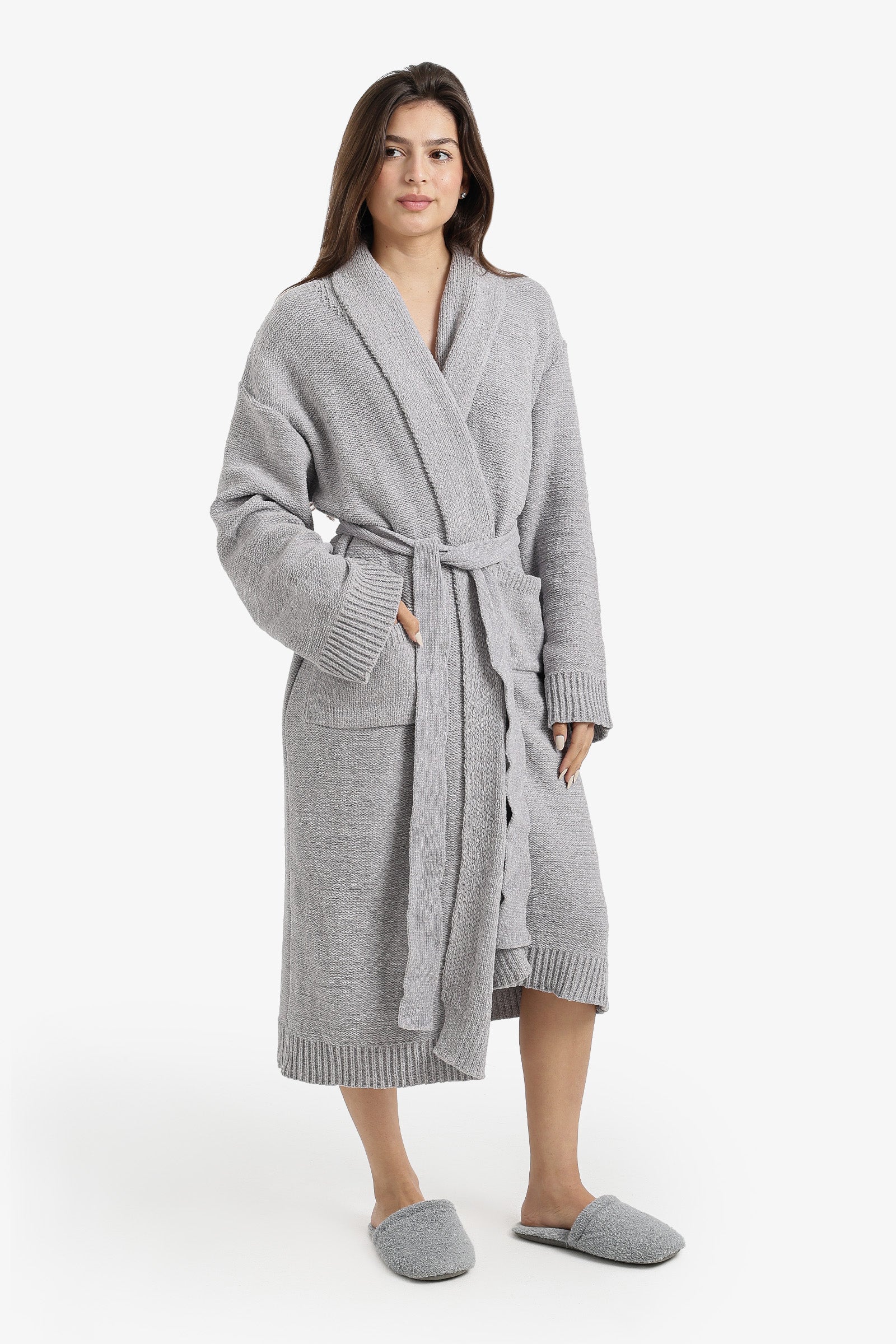 Shawl-Collar Midi Robe