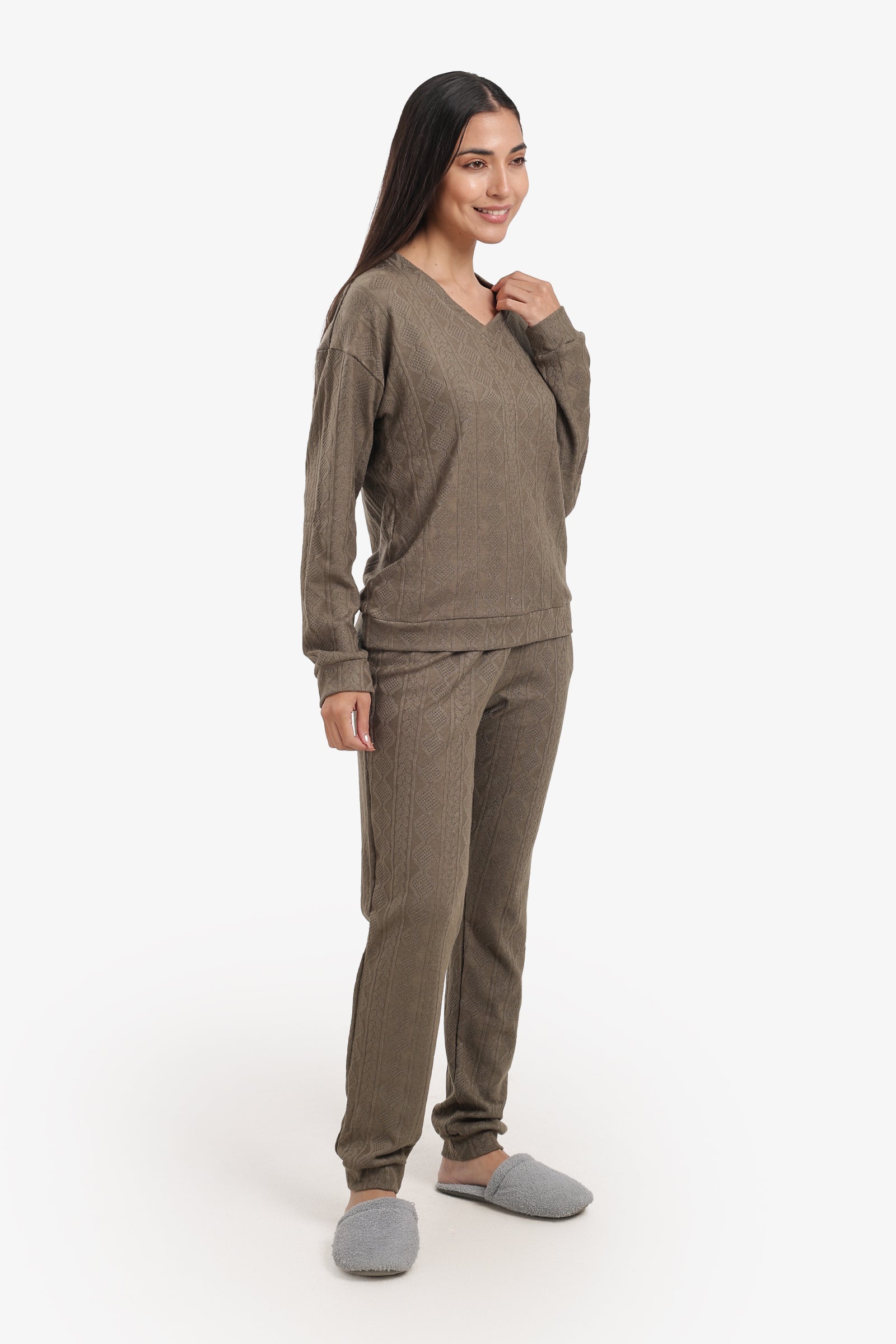 Cable Knit Pattern Pyjama Set