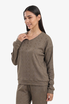 Cable Knit Pattern Pyjama Set