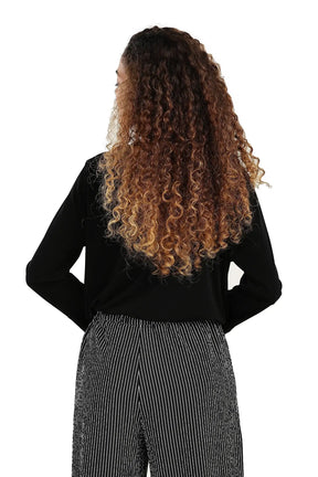 بلوزة بأساور واسعة أسود