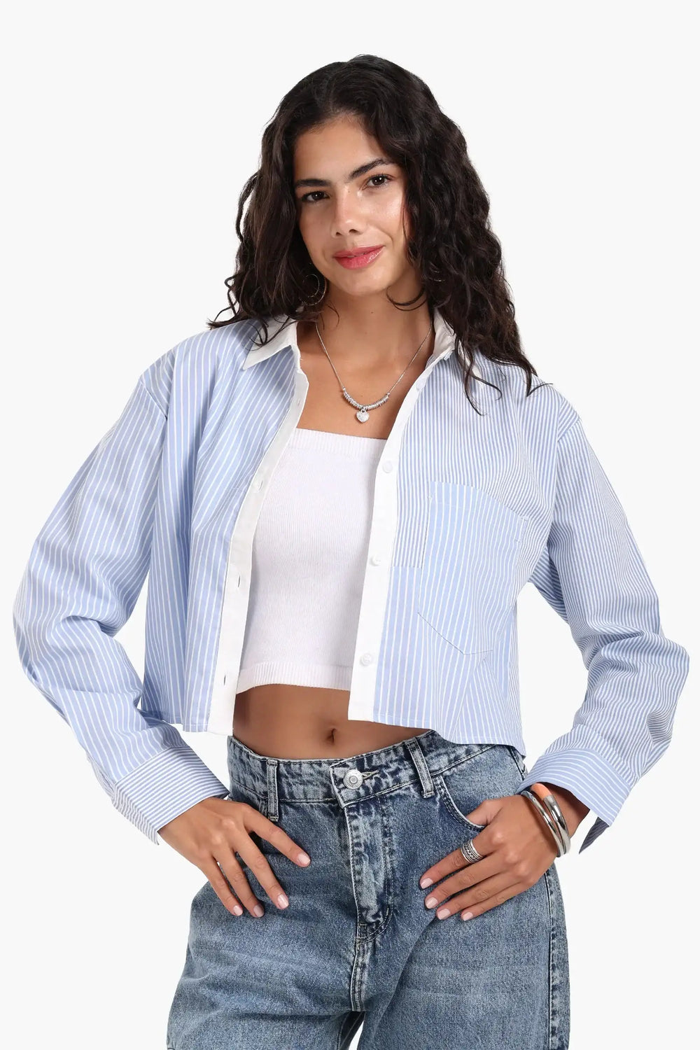 Blue and White Striped Shirt