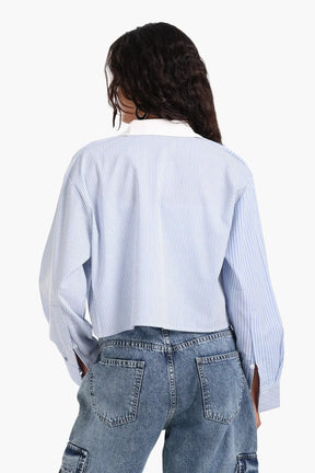Blue and White Striped Shirt