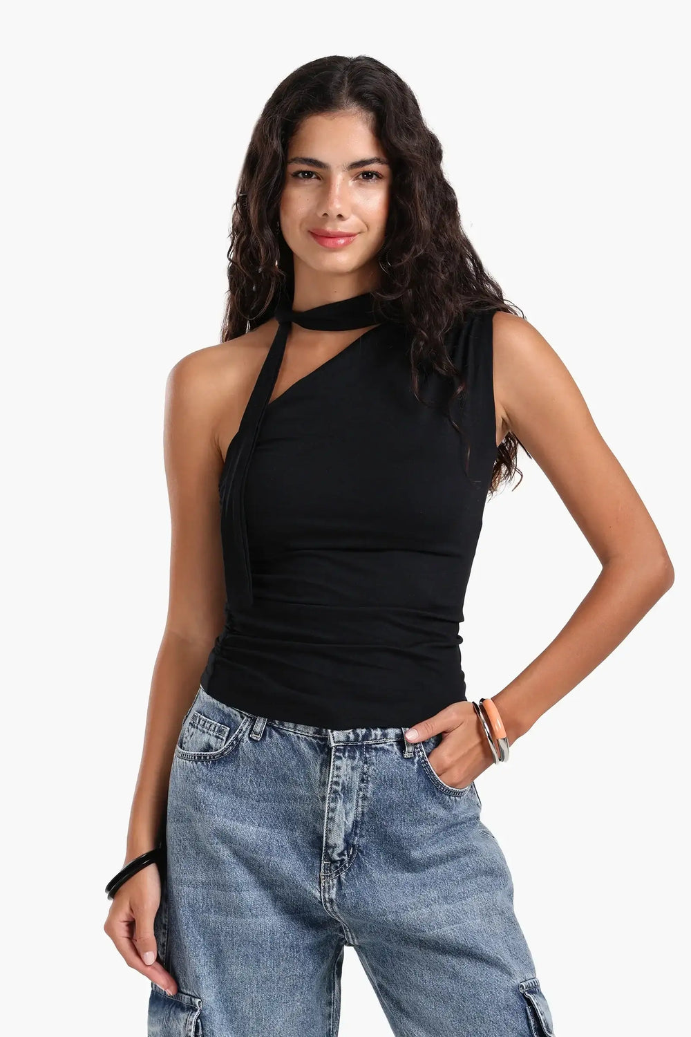 One Shoulder Ruched Top