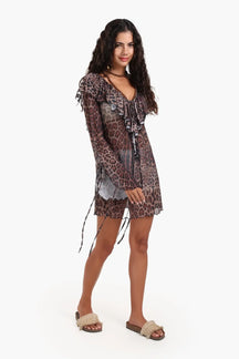 Leopard Print Sheer Dress