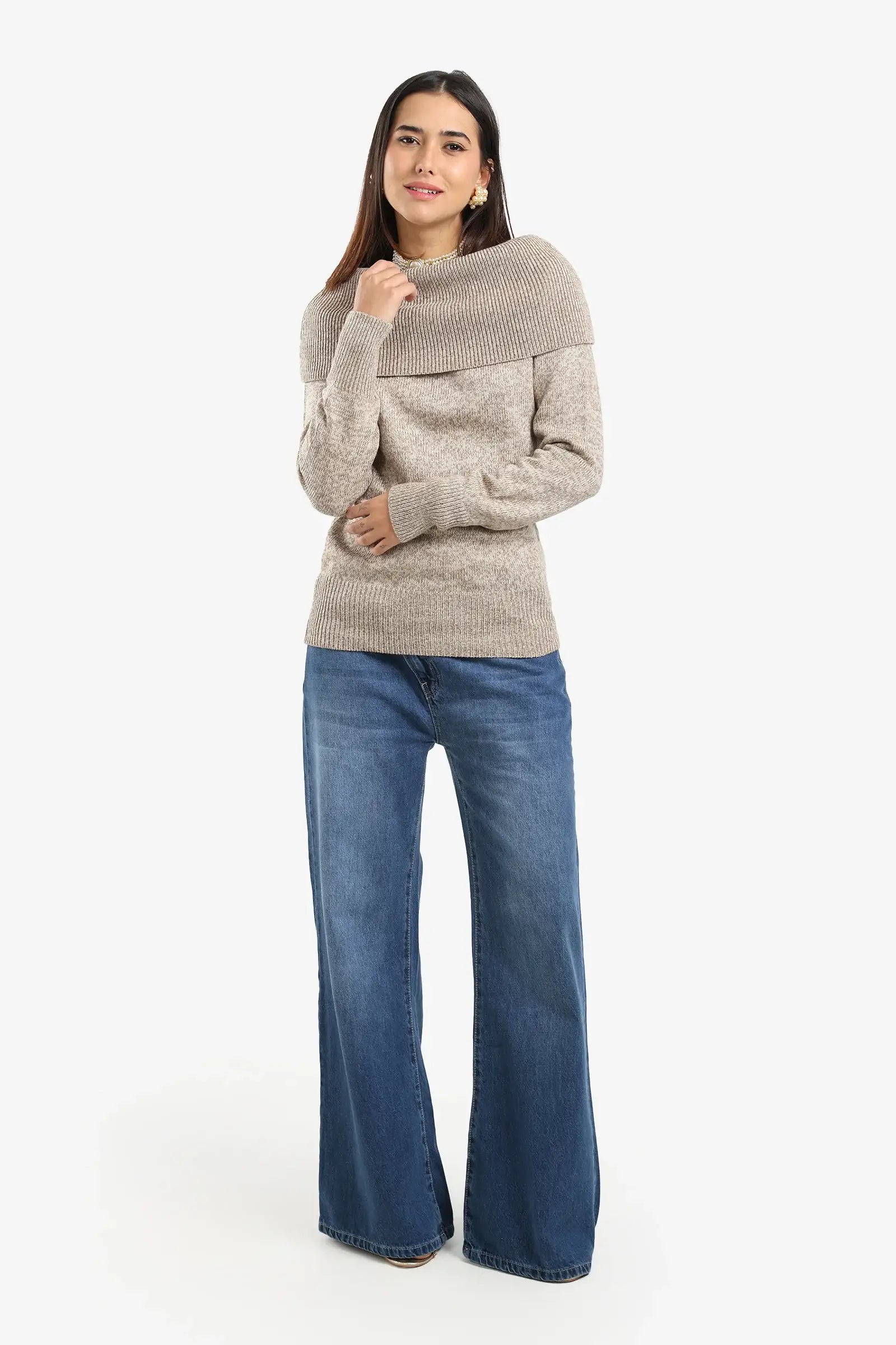 Off-Shoulder Ribbed Pullover