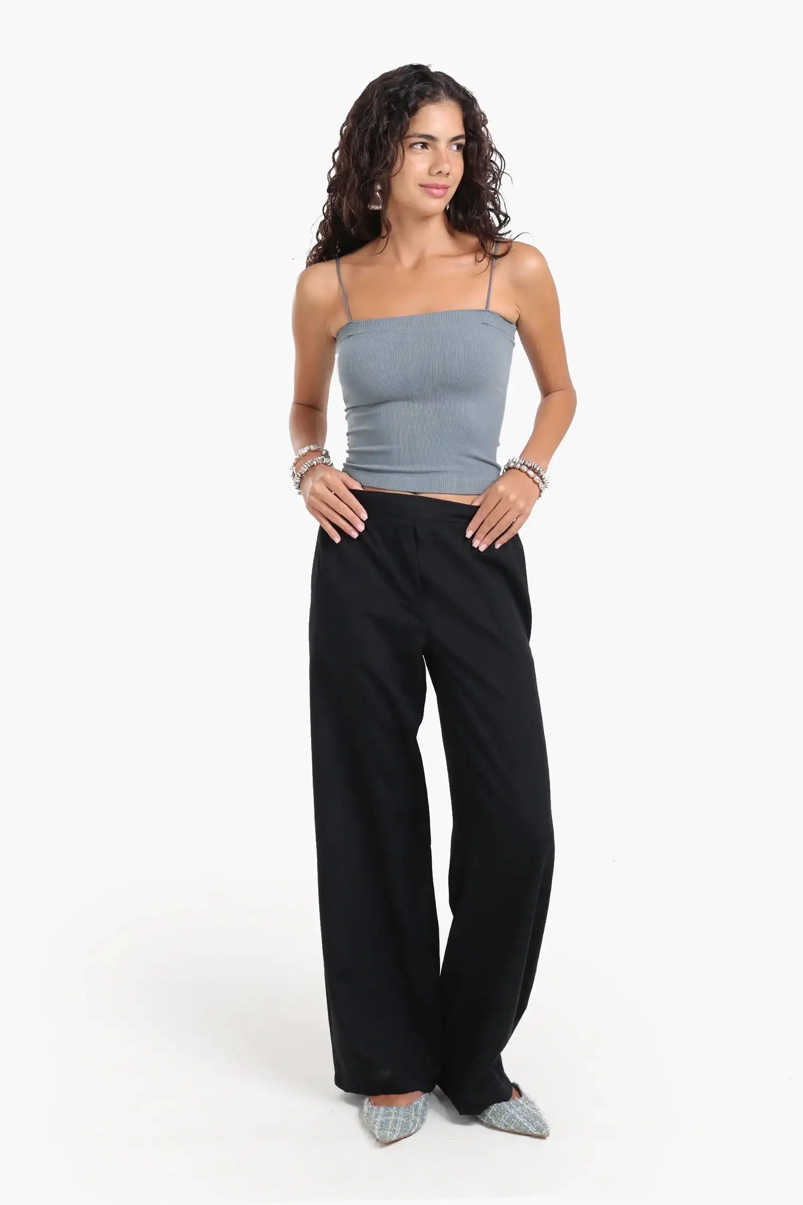 Ribbed Square Neck Top