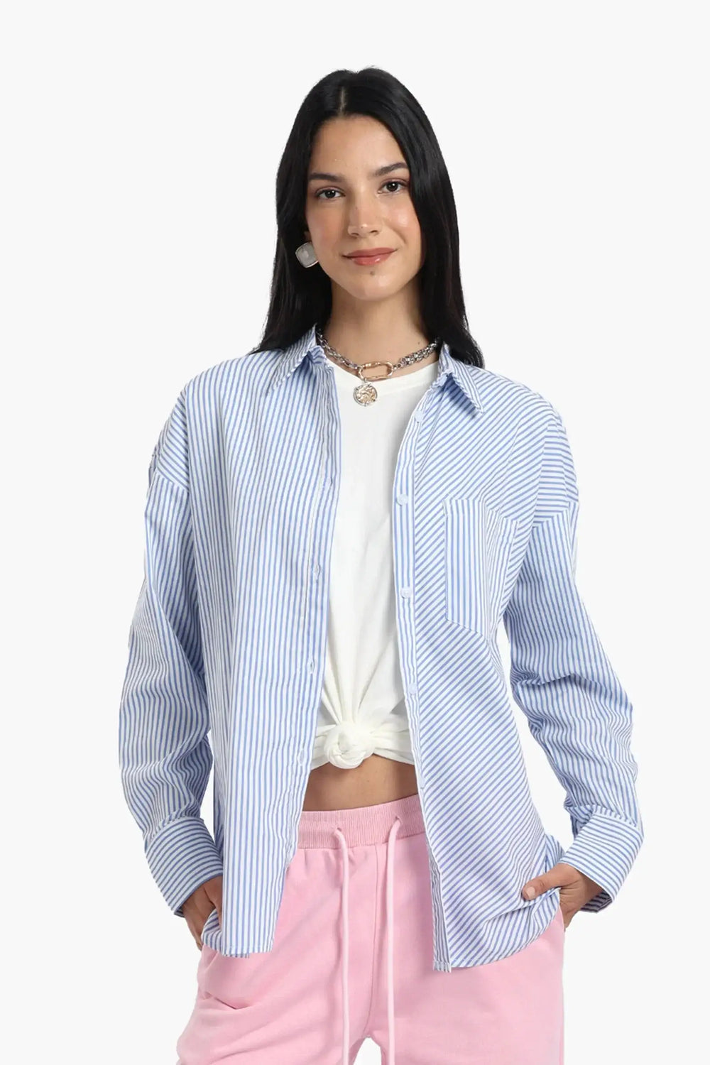 Poplin Blue Striped Shirt