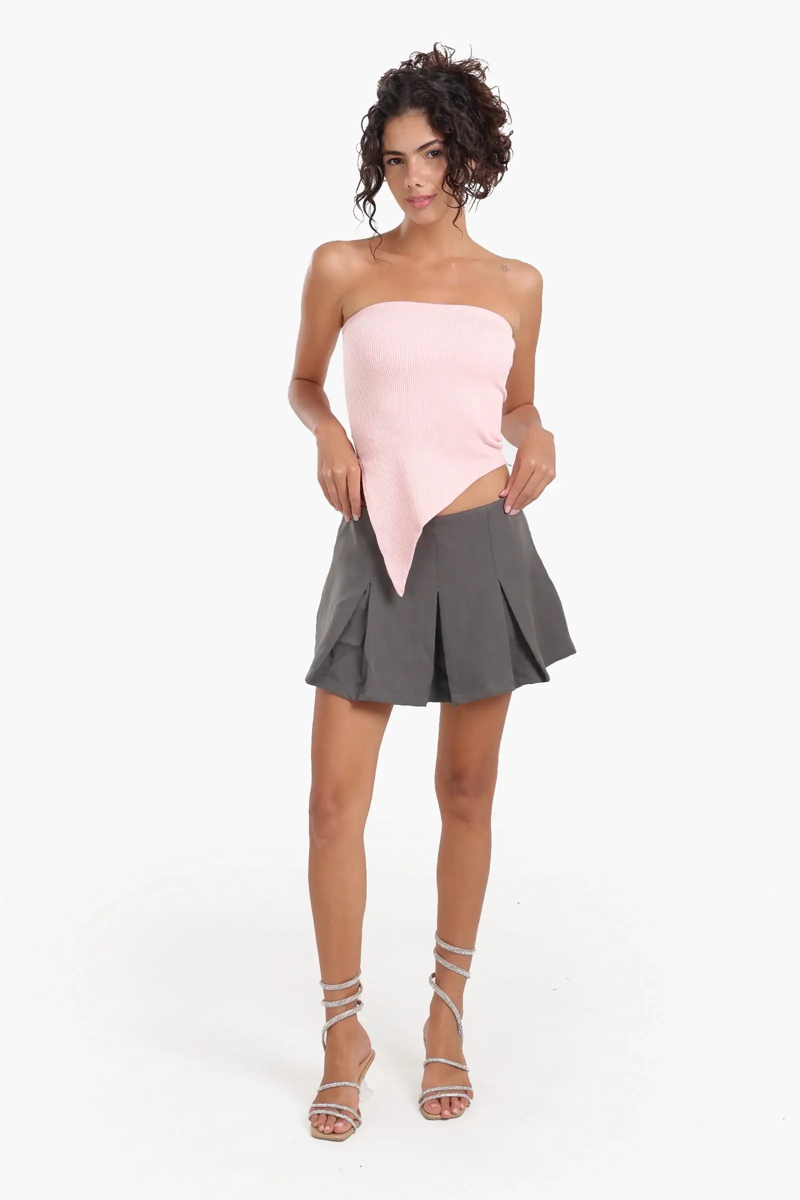 Asymmetrical Strapless Top