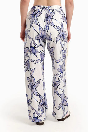 Floral Pants with Fringe Detail