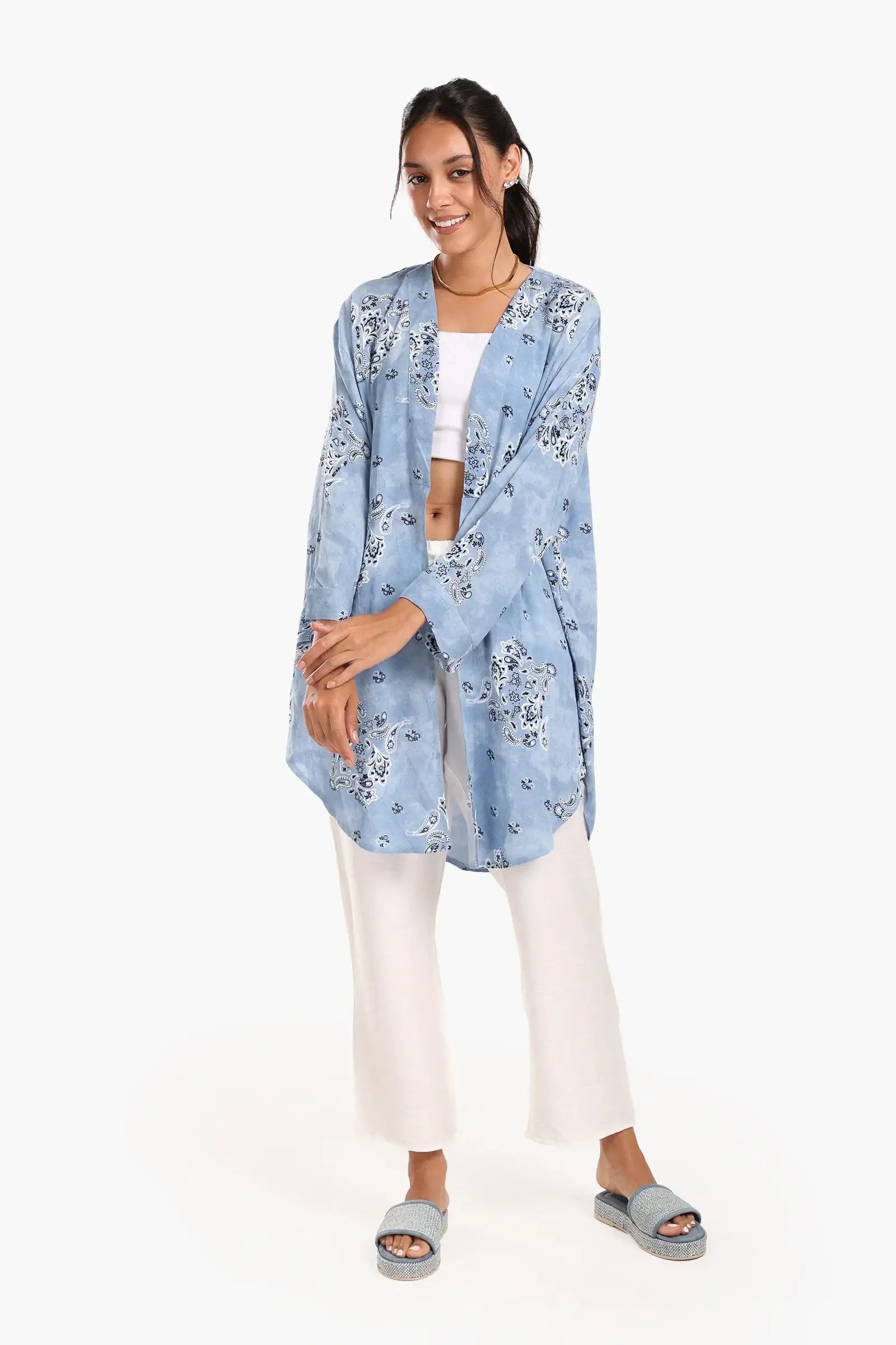 Breezy Printed Cotton Kimono