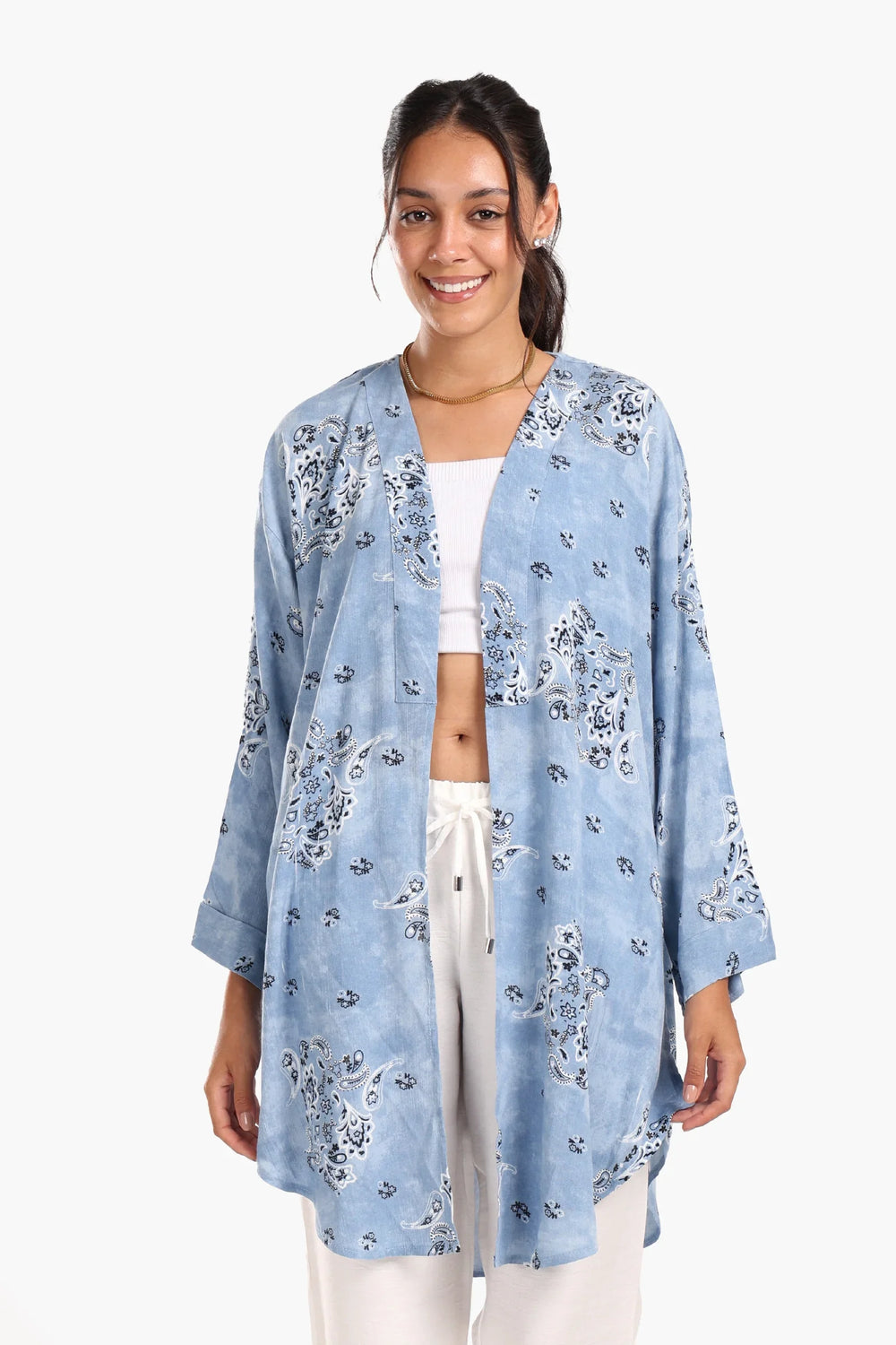 Breezy Printed Cotton Kimono
