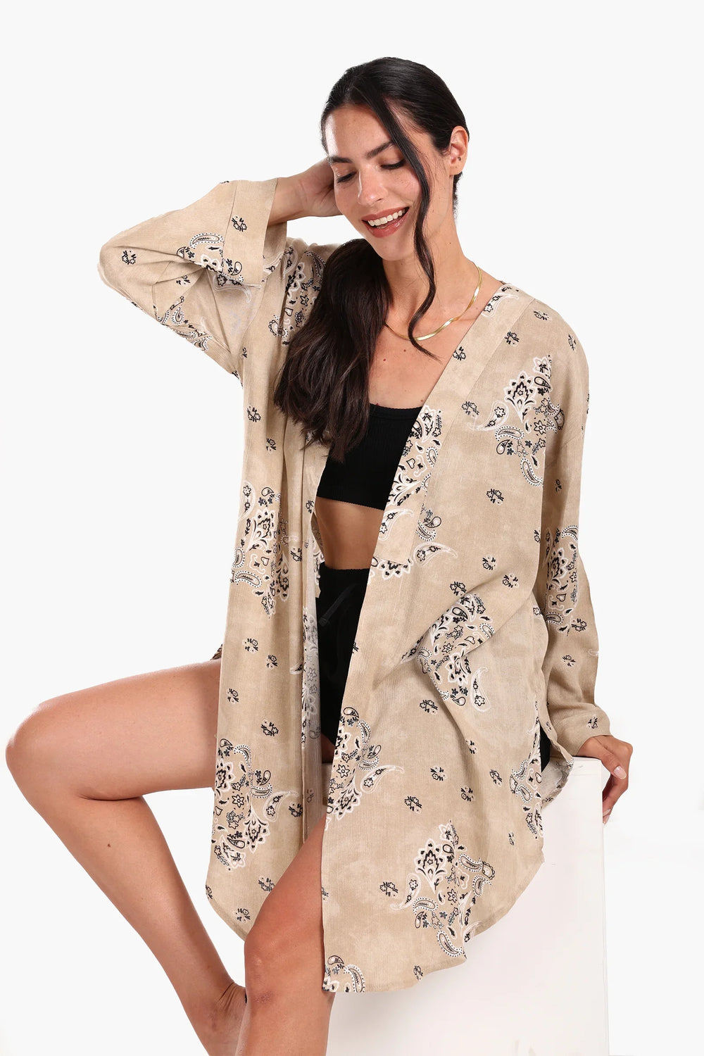 Breezy Printed Cotton Kimono