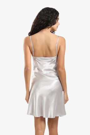 Silver Satin & Lace Babydoll