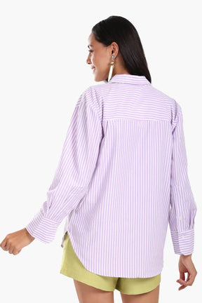 Purple Striped Button-Down Shirt