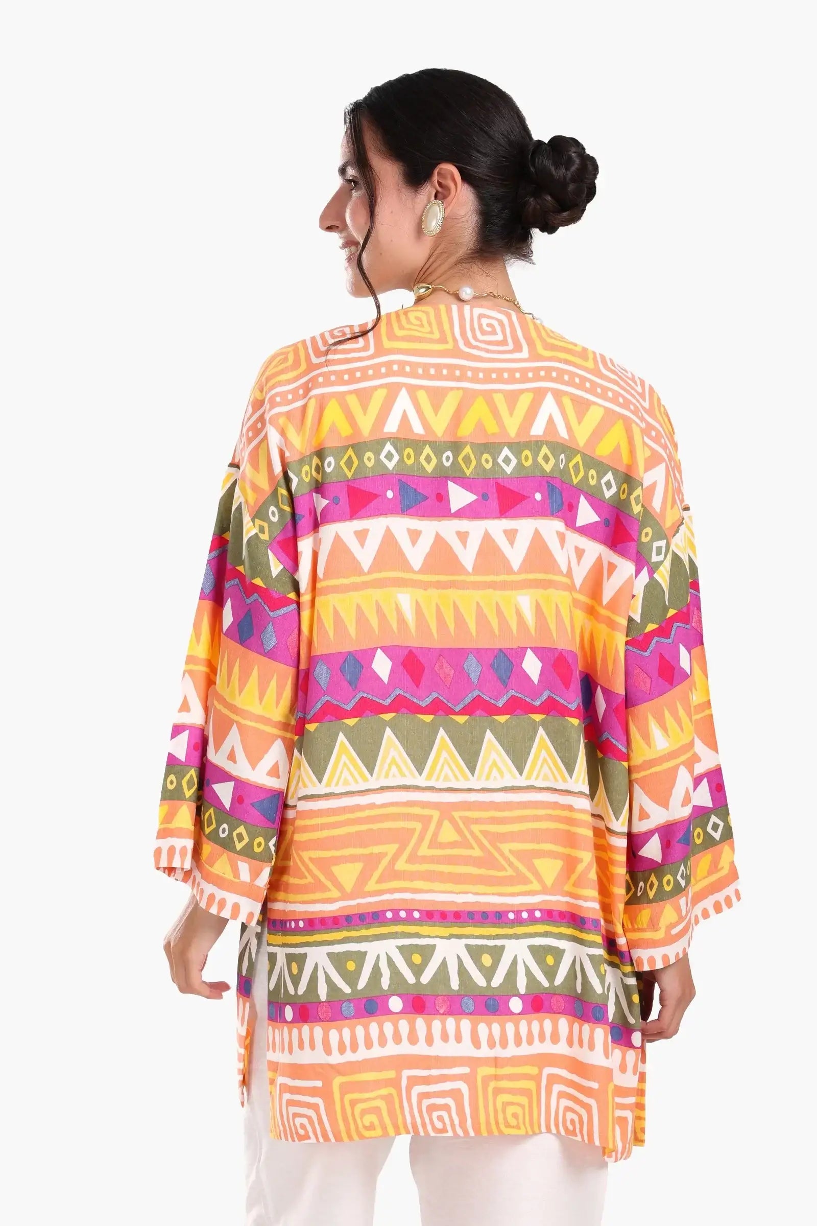 Printed Kimono with Waist Belt