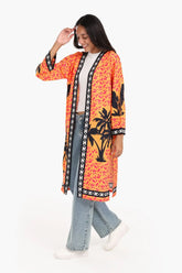 Colorful Palm Printed Kimono