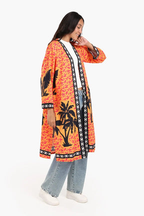 Colorful Palm Printed Kimono