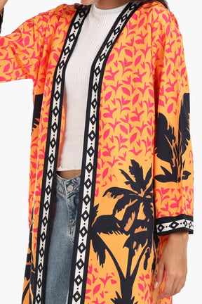 Colorful Palm Printed Kimono
