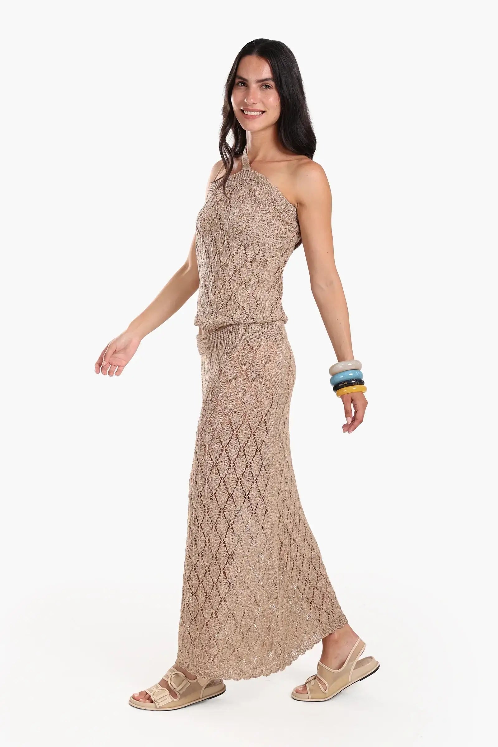 طقم تريكو بدون أكمام للشاطئ