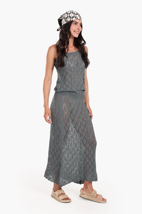 طقم تريكو بدون أكمام للشاطئ