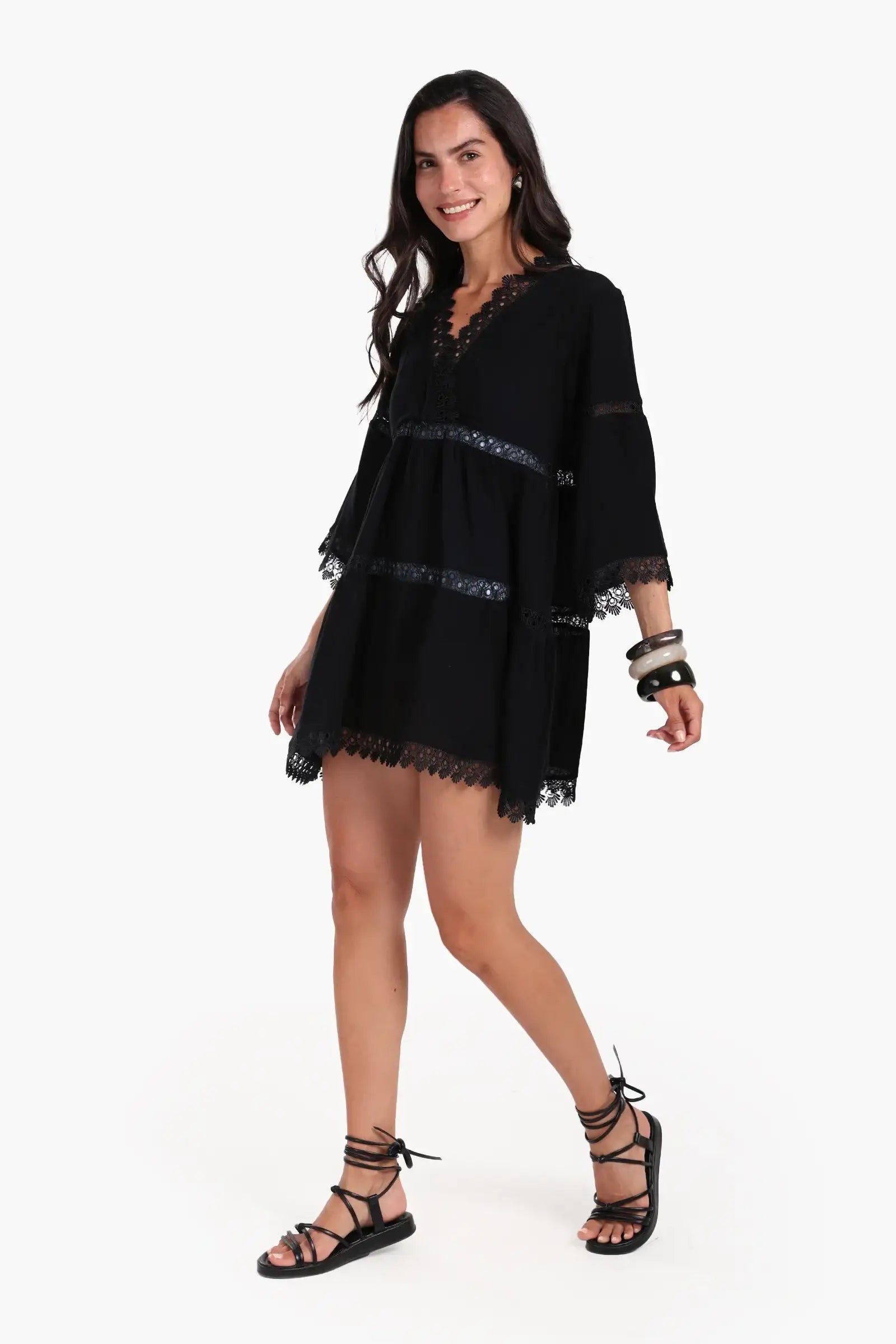Black Beach Dress with Lace