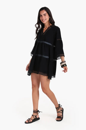 Black Beach Dress with Lace