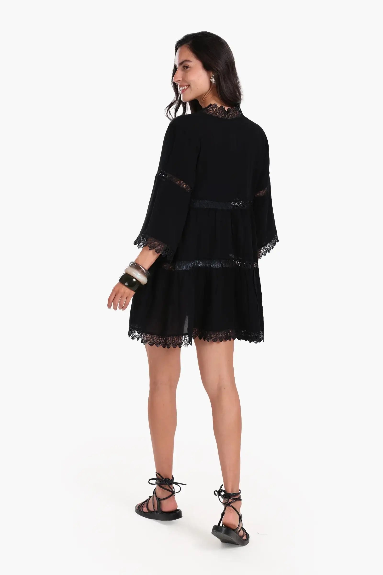 Black Beach Dress with Lace