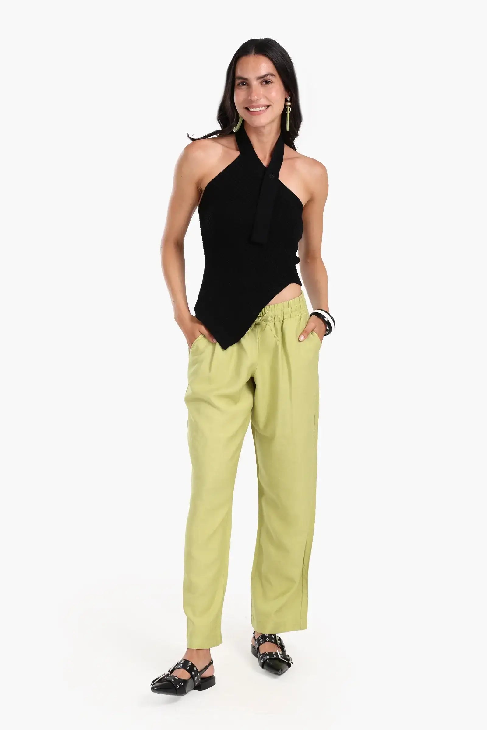 Asymmetrical Knitted Halter Top