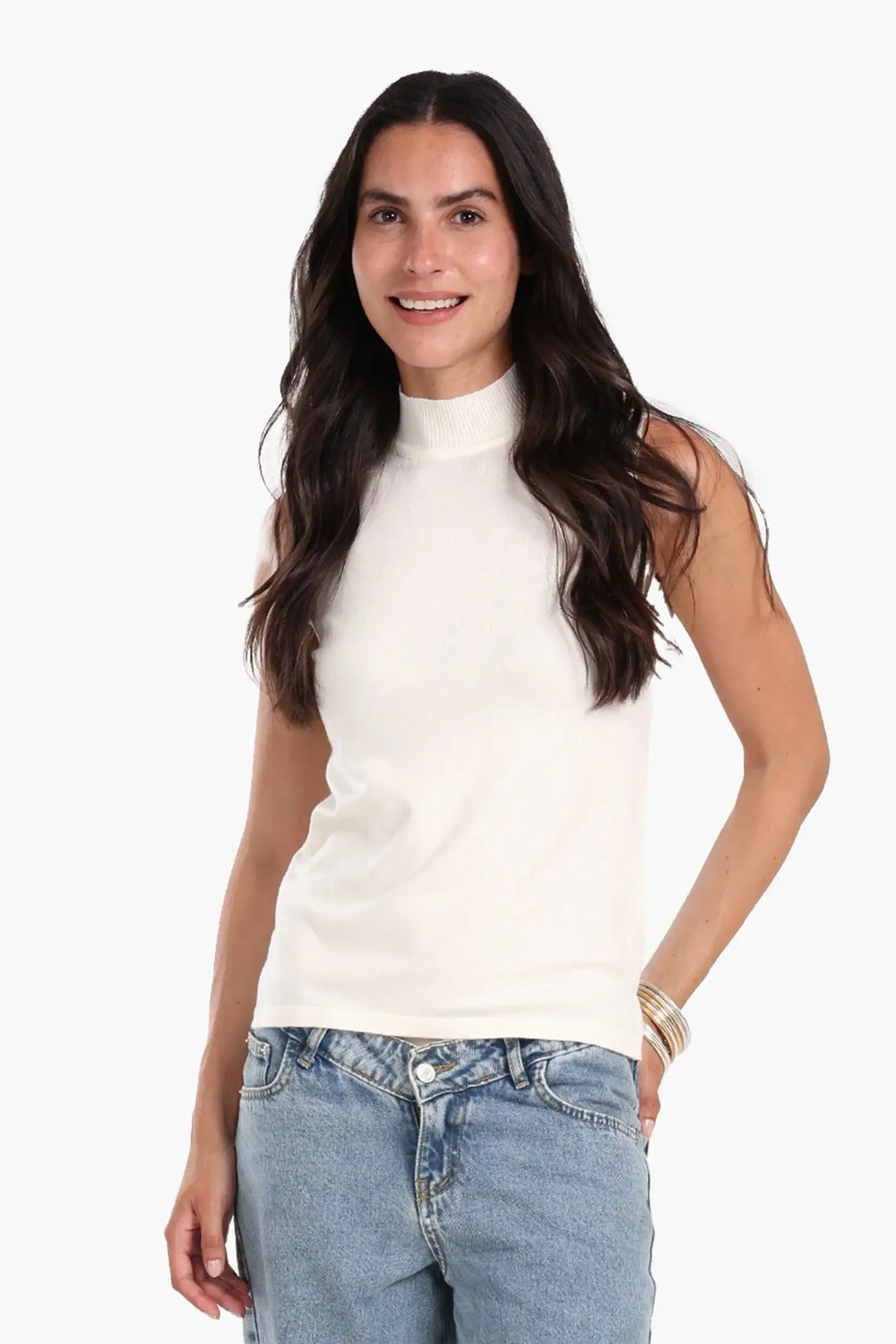 High Neck Sleeveless Pullover