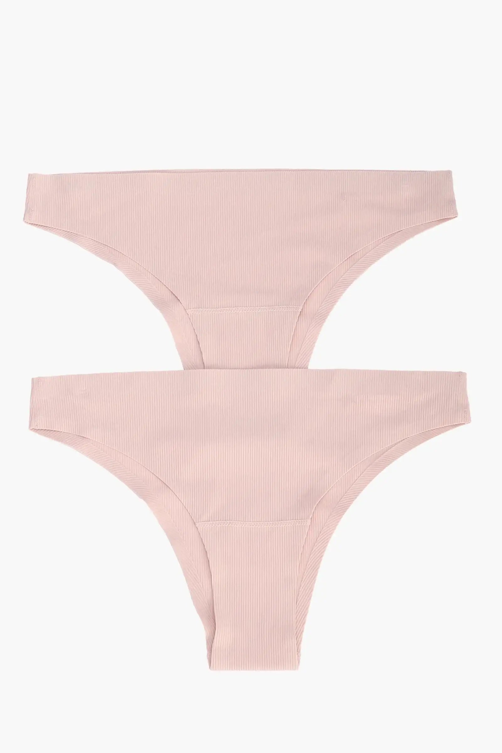 Seamless Ribbed Bikini Panties - 2 Pcs