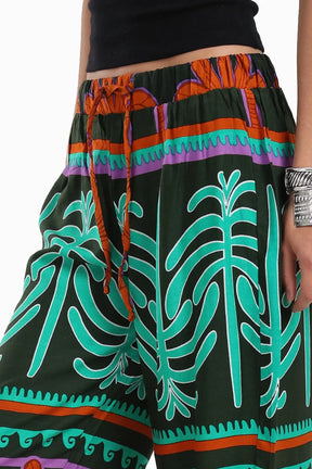 Colored Palm Print Pants