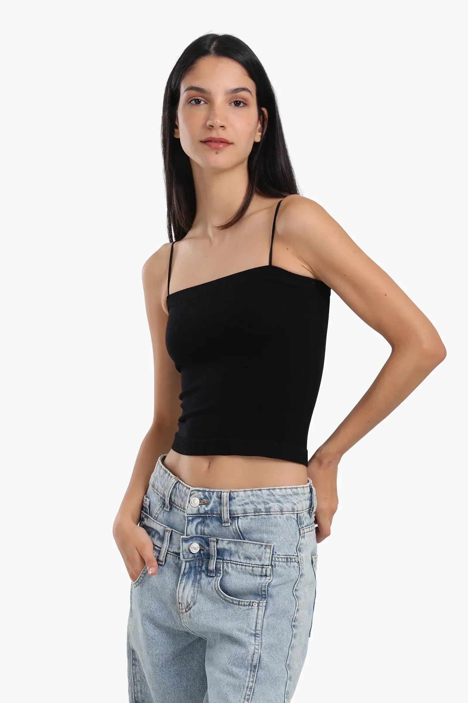 Ribbed Square Neck Top