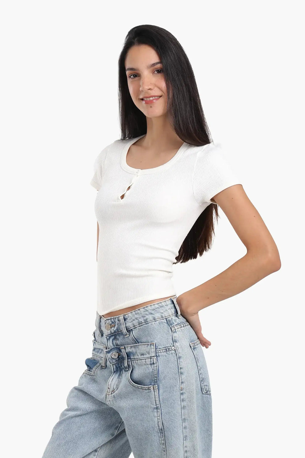 Snap Front Button Top