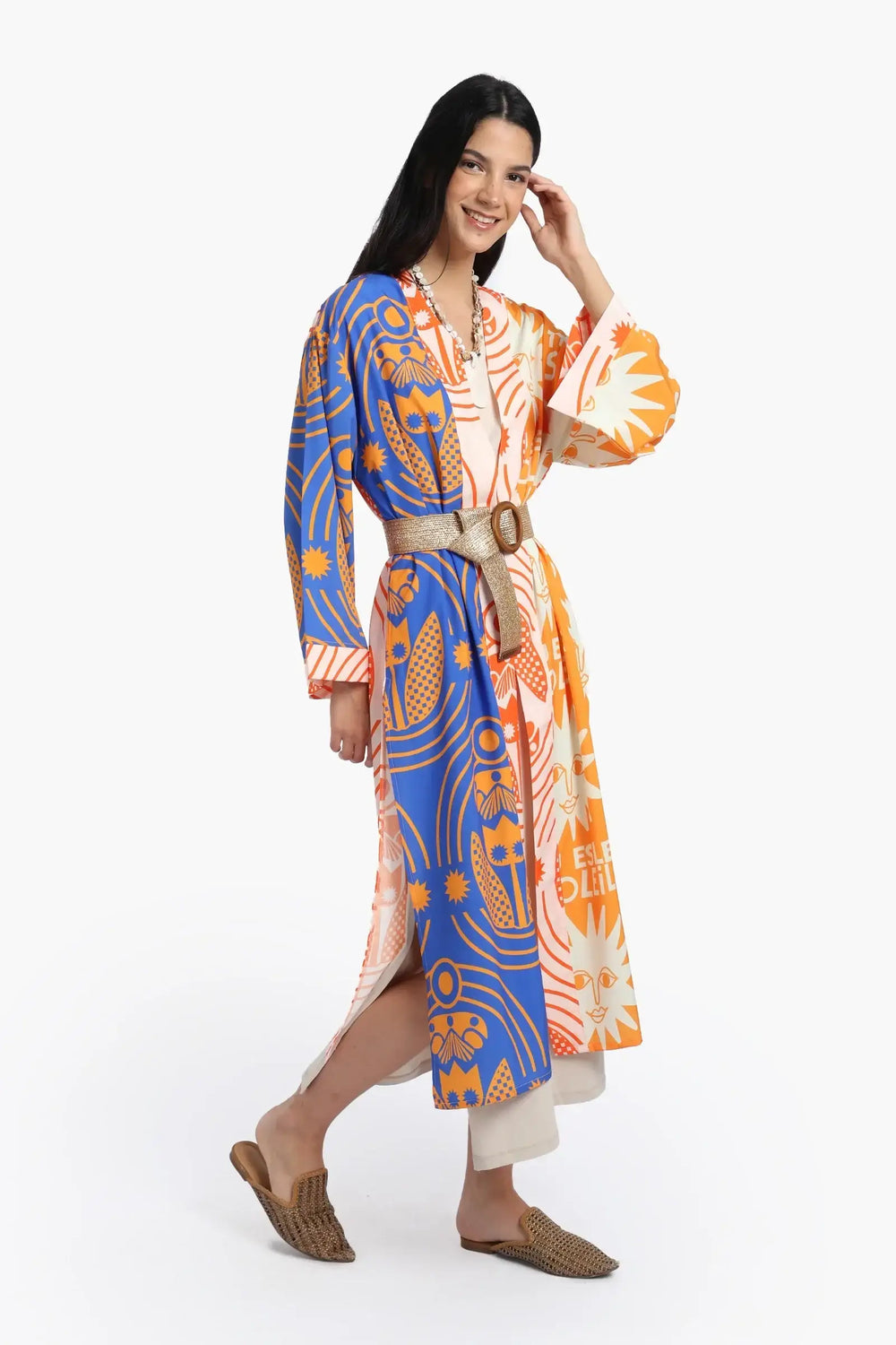 Sun-Printed Midi Kimono
