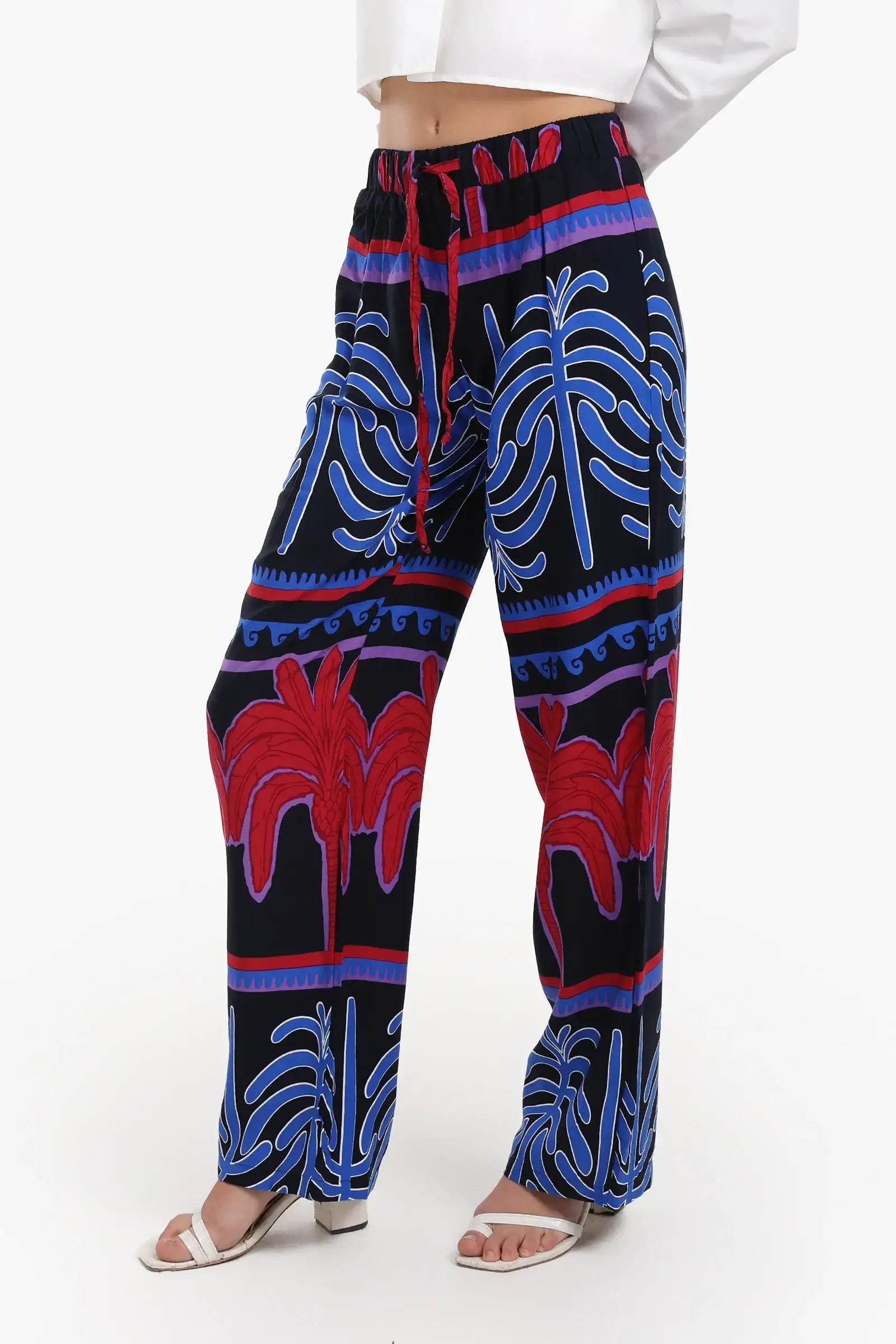 Colored Palm Print Pants