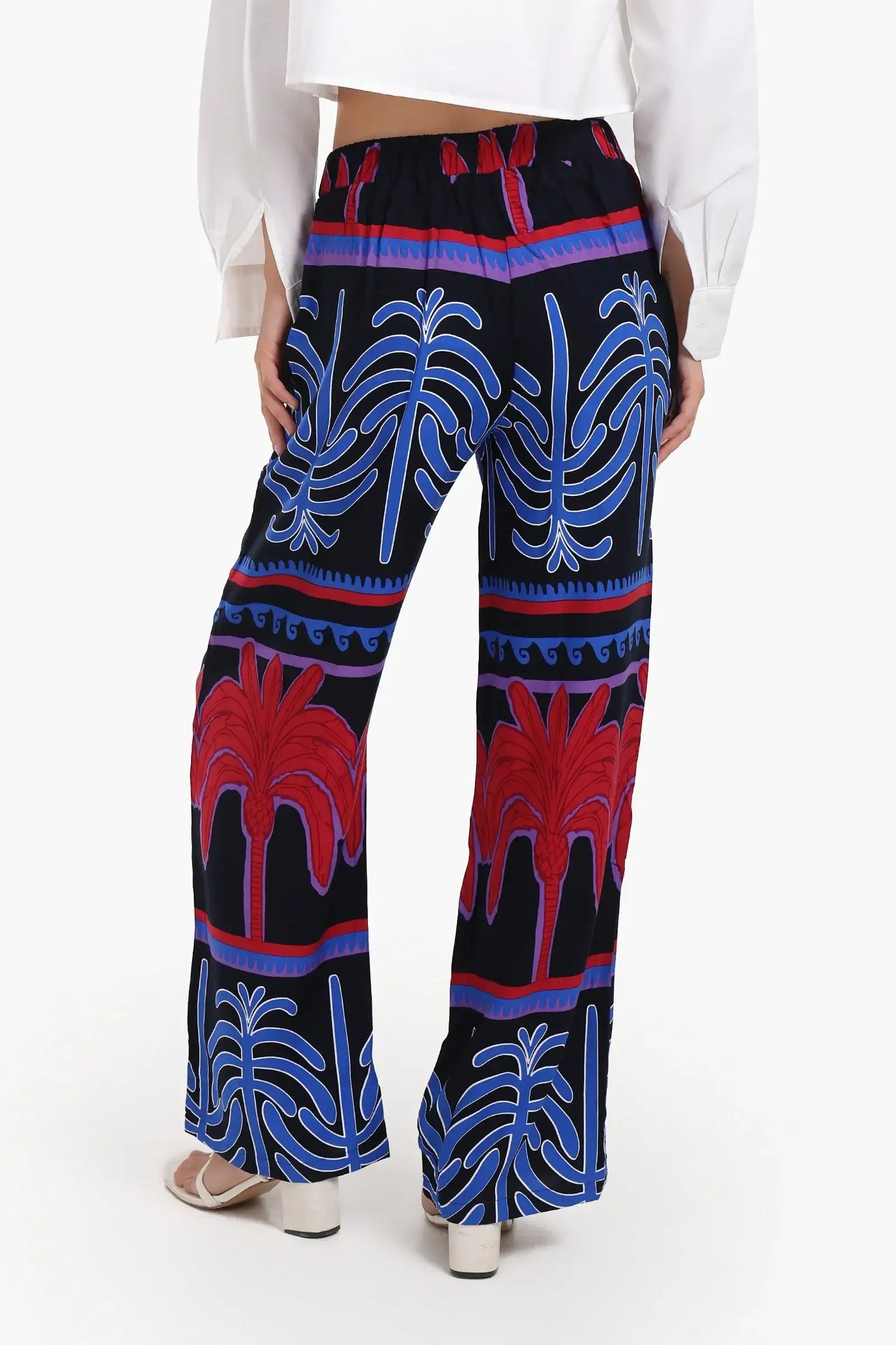Colored Palm Print Pants