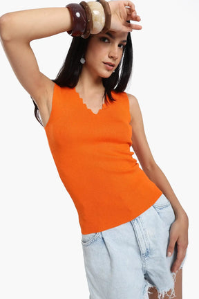 Seamless Zigzag V-Neck Top