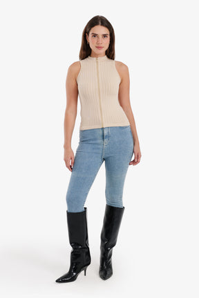 Ribbed Zip-Up Top