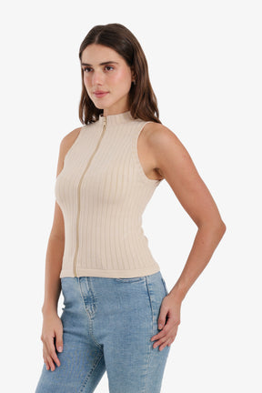 Ribbed Zip-Up Top