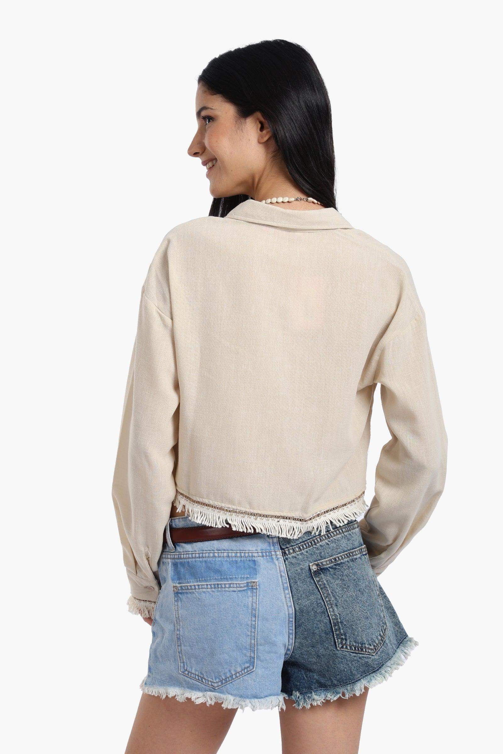 Shirt with White Fringes