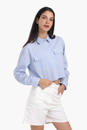 Poplin Striped Cropped Shirt
