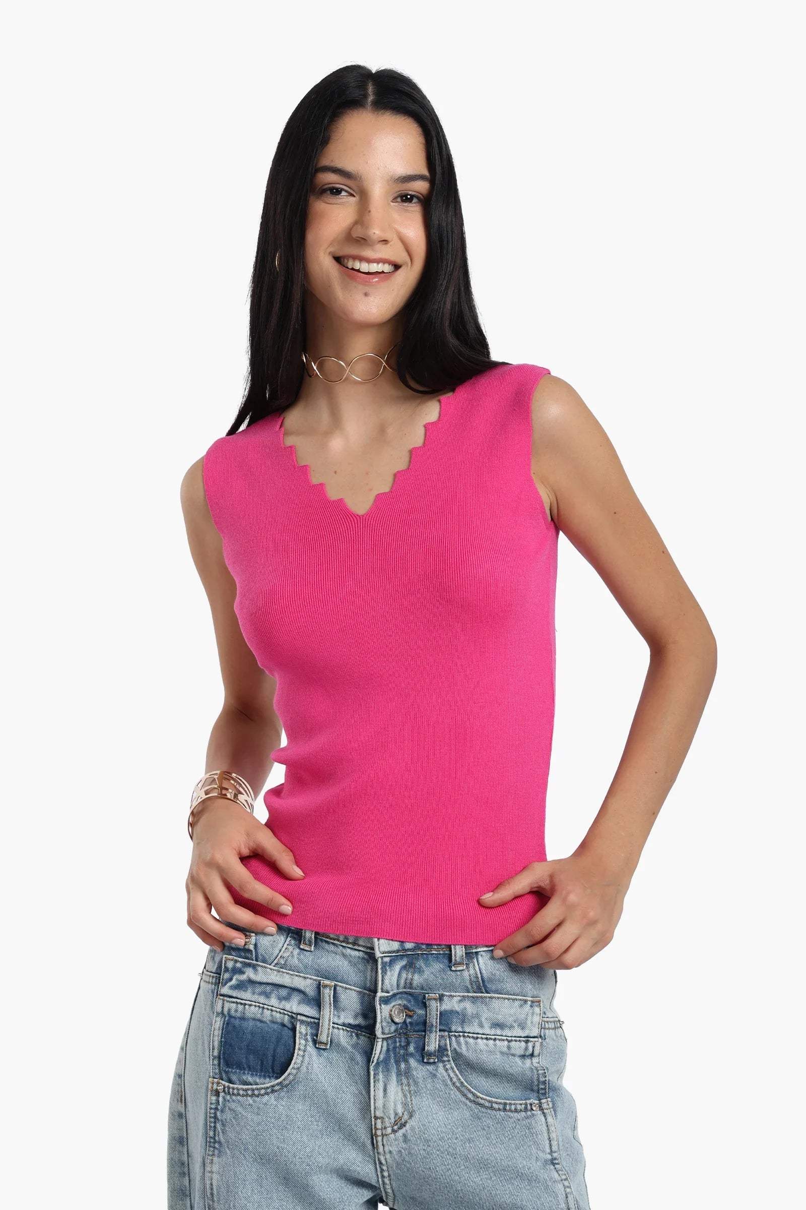 Seamless Zigzag V-Neck Top