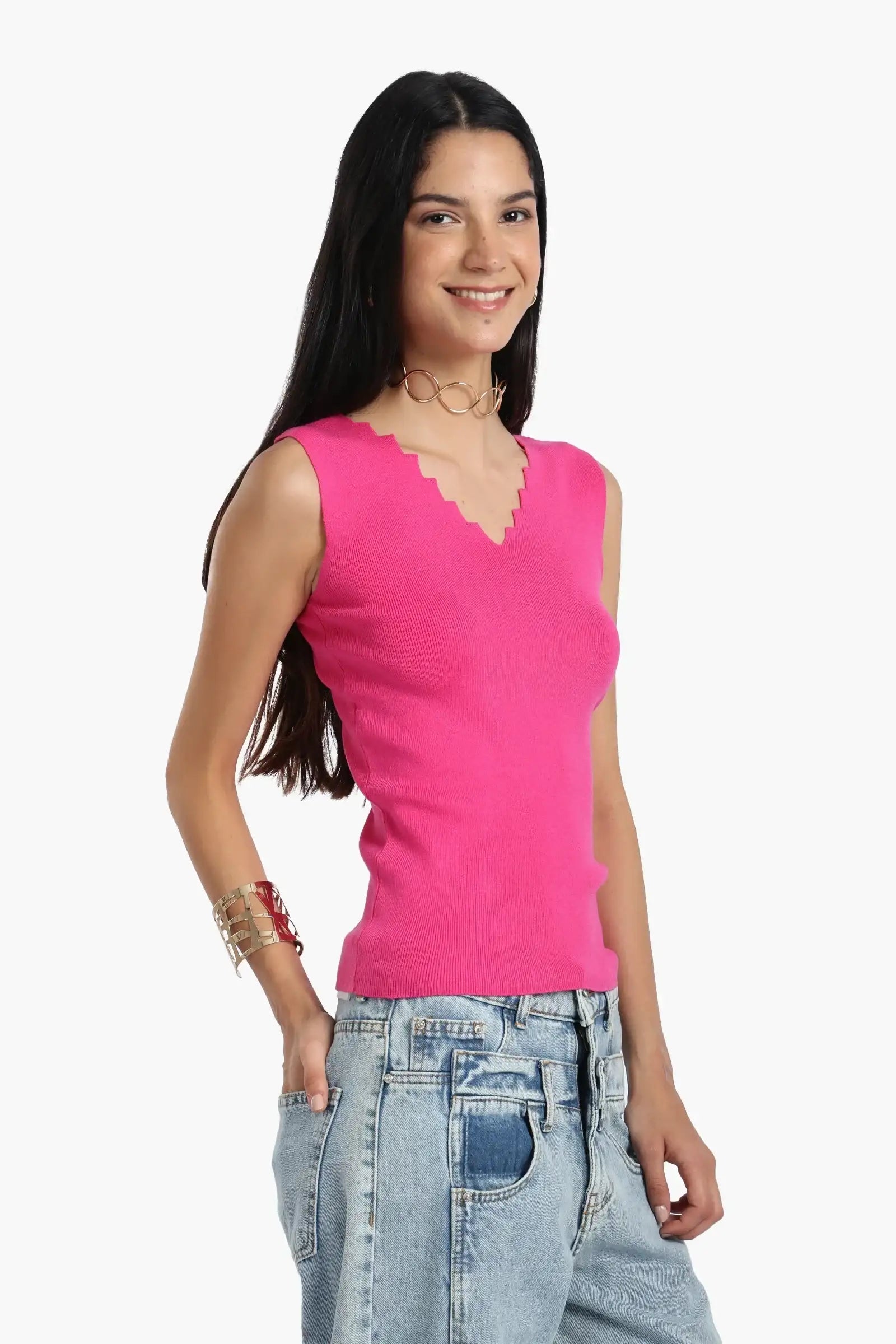 Seamless Zigzag V-Neck Top