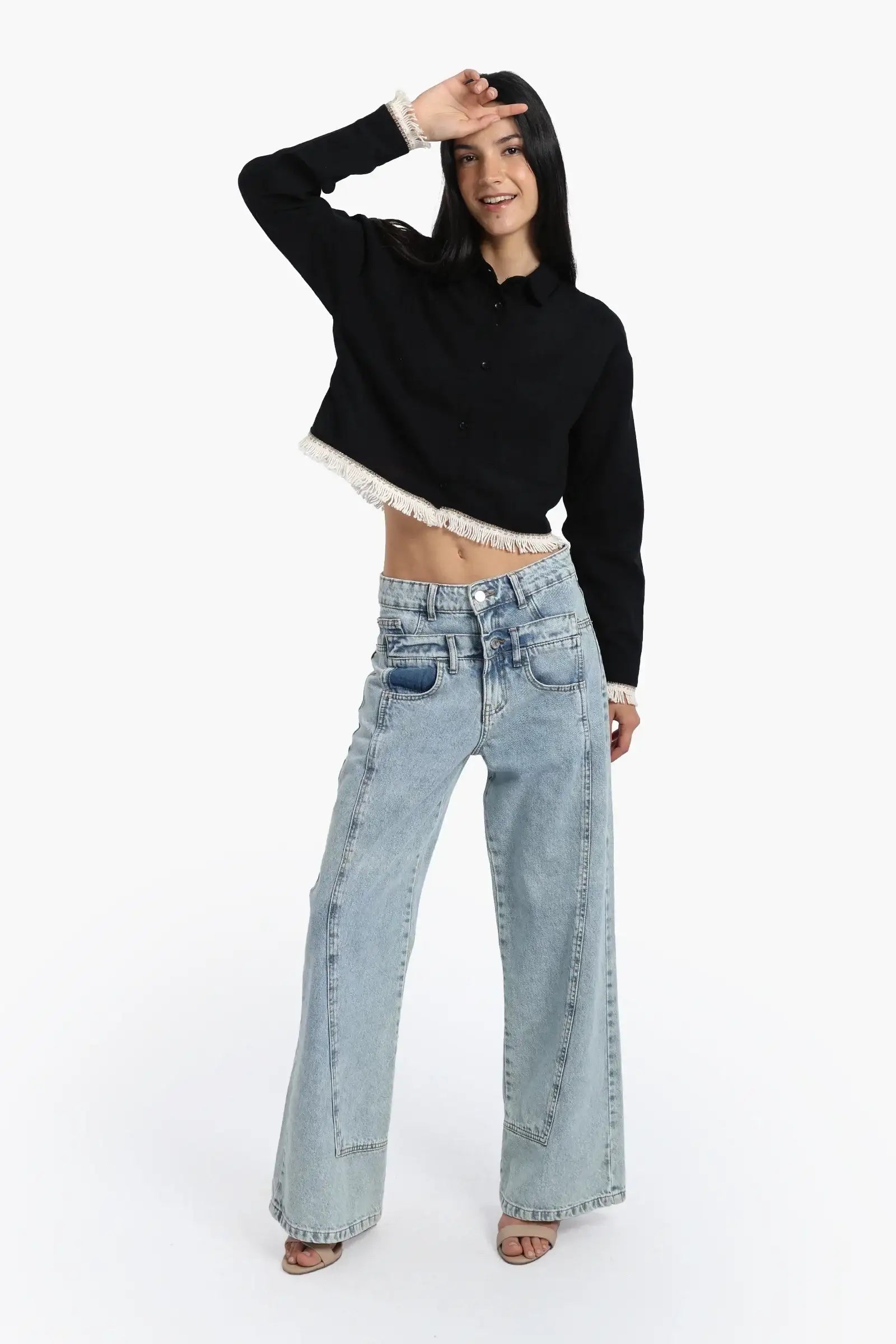 Shirt with White Fringes