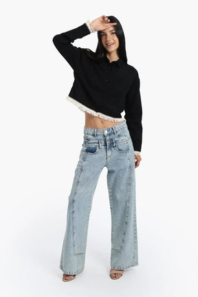 Shirt with White Fringes