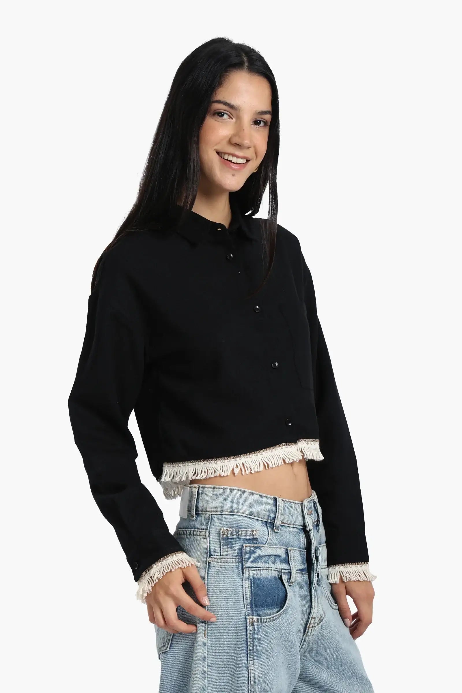 Shirt with White Fringes