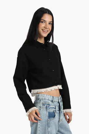 Shirt with White Fringes